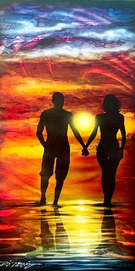 Chris DeRubeis Art title My Love At Sunset 40X20 [clone]