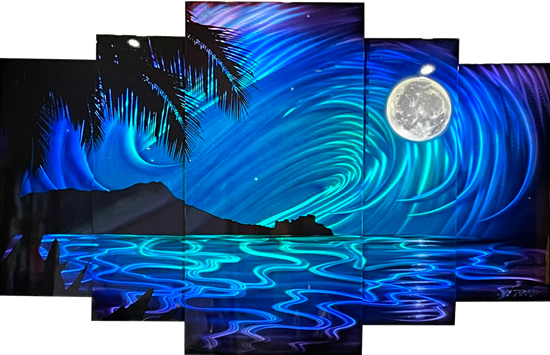 Chris DeRubeisArt titleUltra Epic Night in Waikiki 5 Panel 44x72
